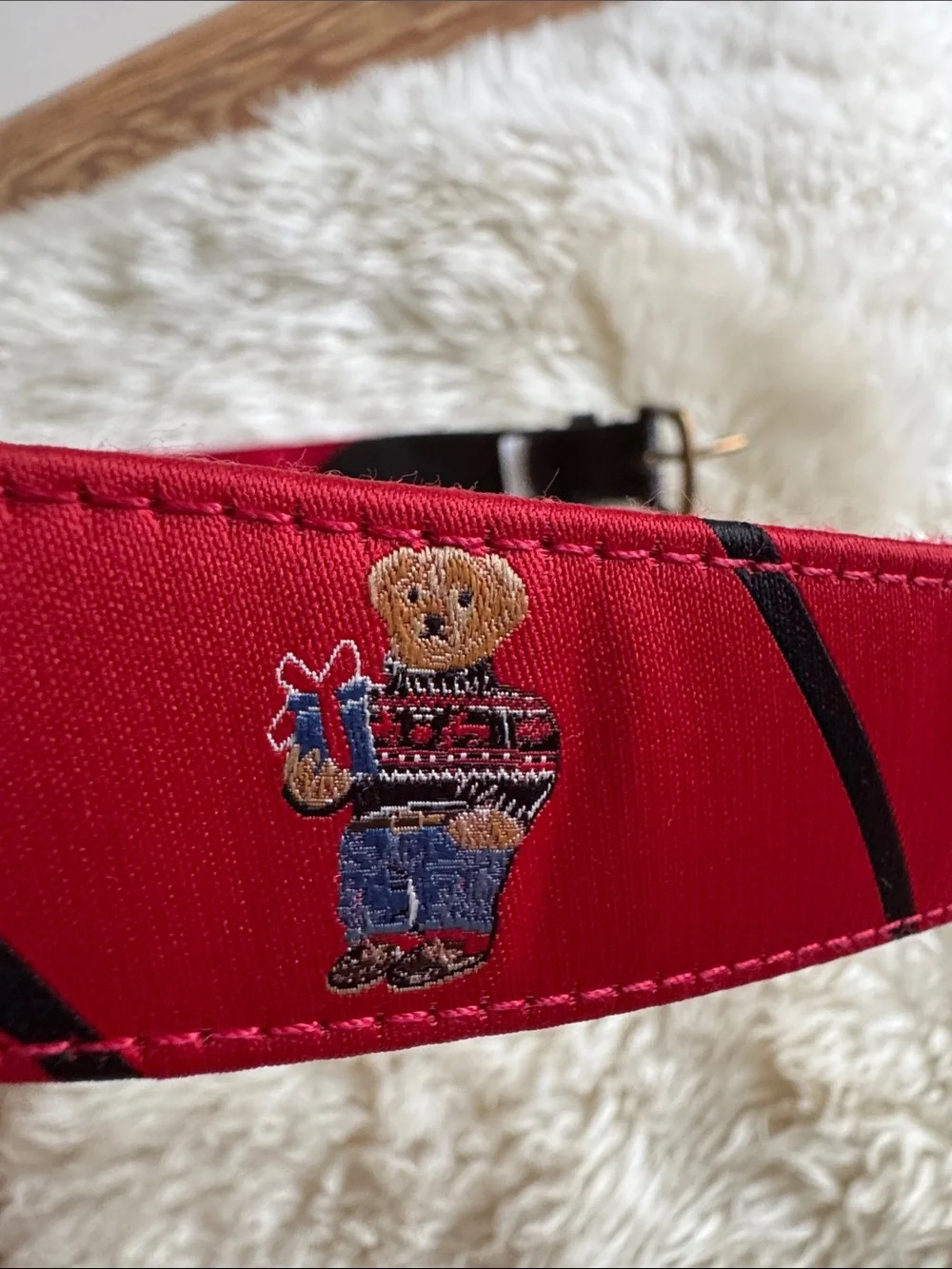 Polo by Ralph Lauren Needlepoint Belt with Wrapped Gift Sweater Bear